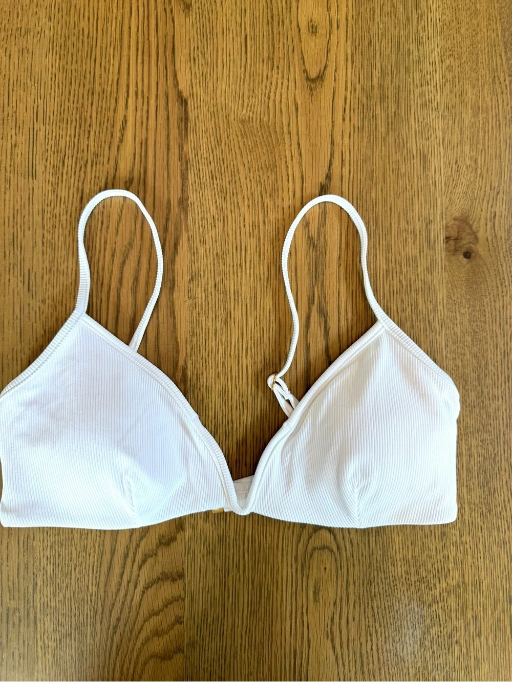 L*Space Helena Bikini Top White V-Plunge Wireless Bra XL NWT